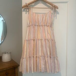 Sundays tiered pastel mini dress size small